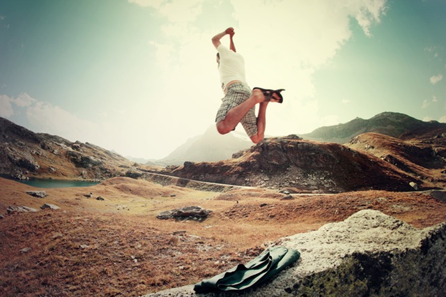 man jumping in air